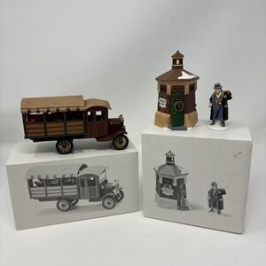 Dept 56 Heritage Village Collection Lot Poinsettia Truck Brixton Watchman Read